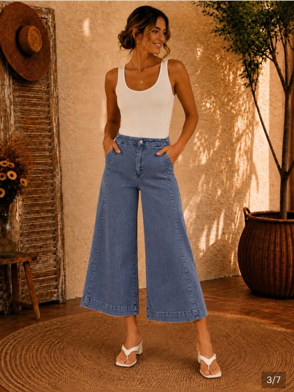 Zenana Outfitters Wide Leg Jeans in Slate Blue